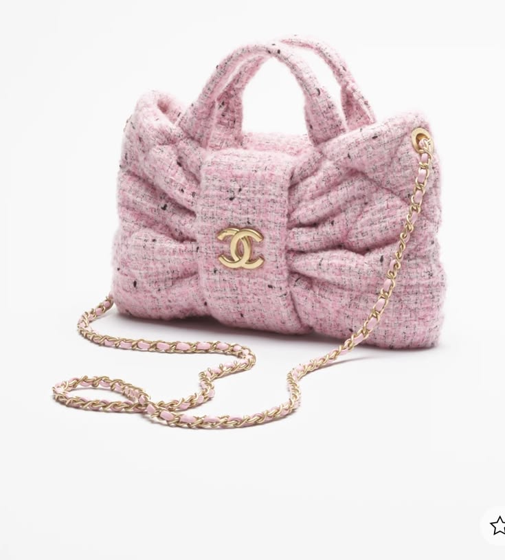 CC PINK PINK TWEED BOW BAG