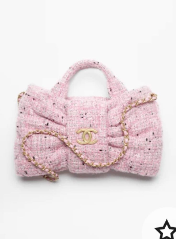 CC PINK PINK TWEED BOW BAG