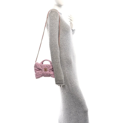 CC PINK PINK TWEED BOW BAG
