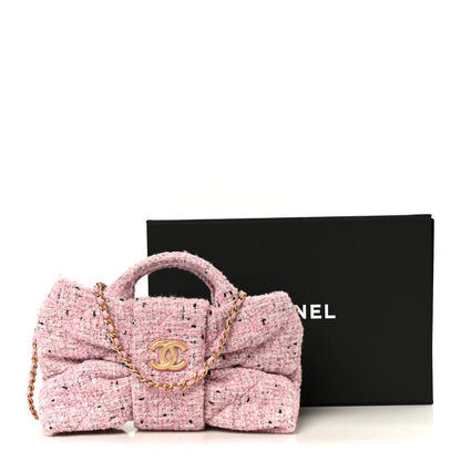 CC PINK PINK TWEED BOW BAG