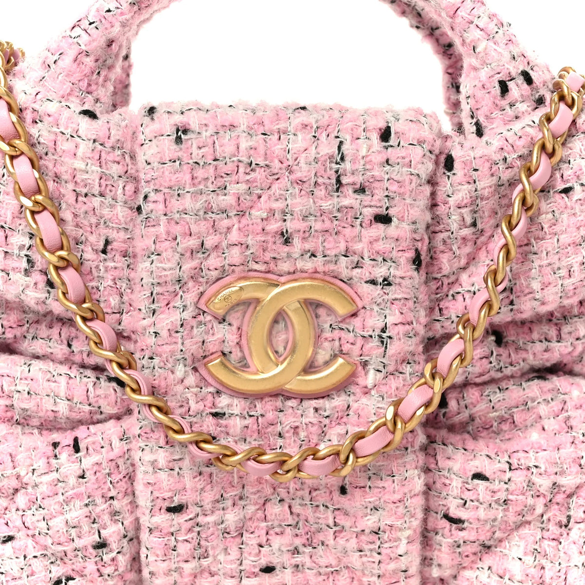 CC PINK PINK TWEED BOW BAG